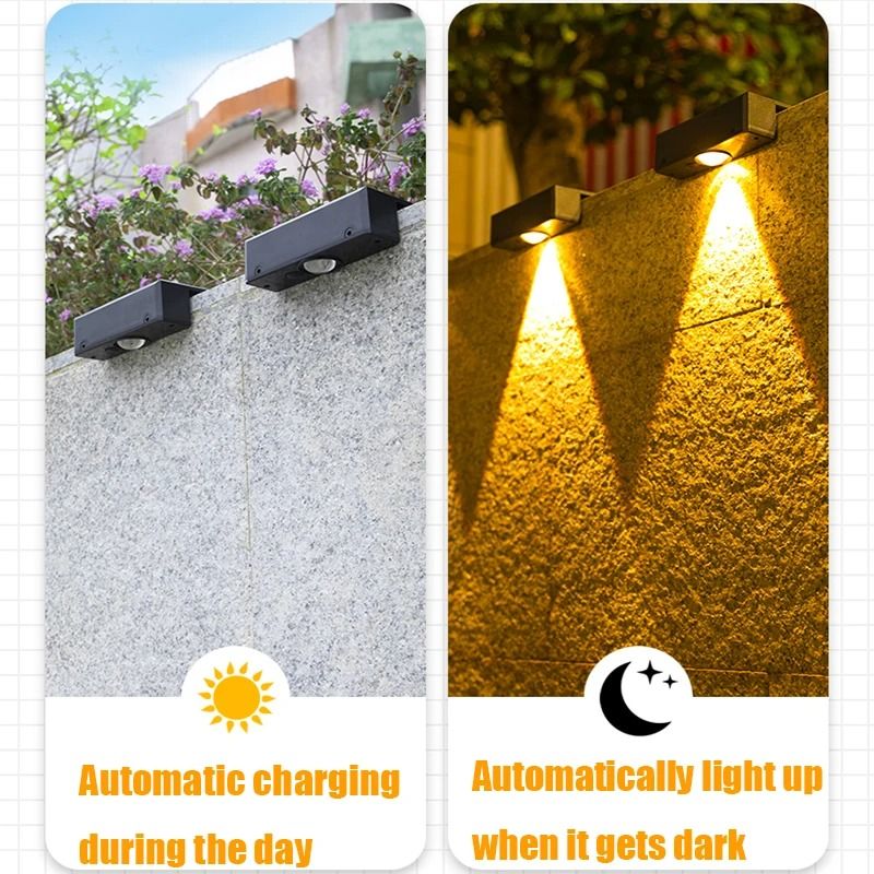 Solar Wall Washing Lamp Outdoor Waterproof LED Wall Light For Garden Patio 3