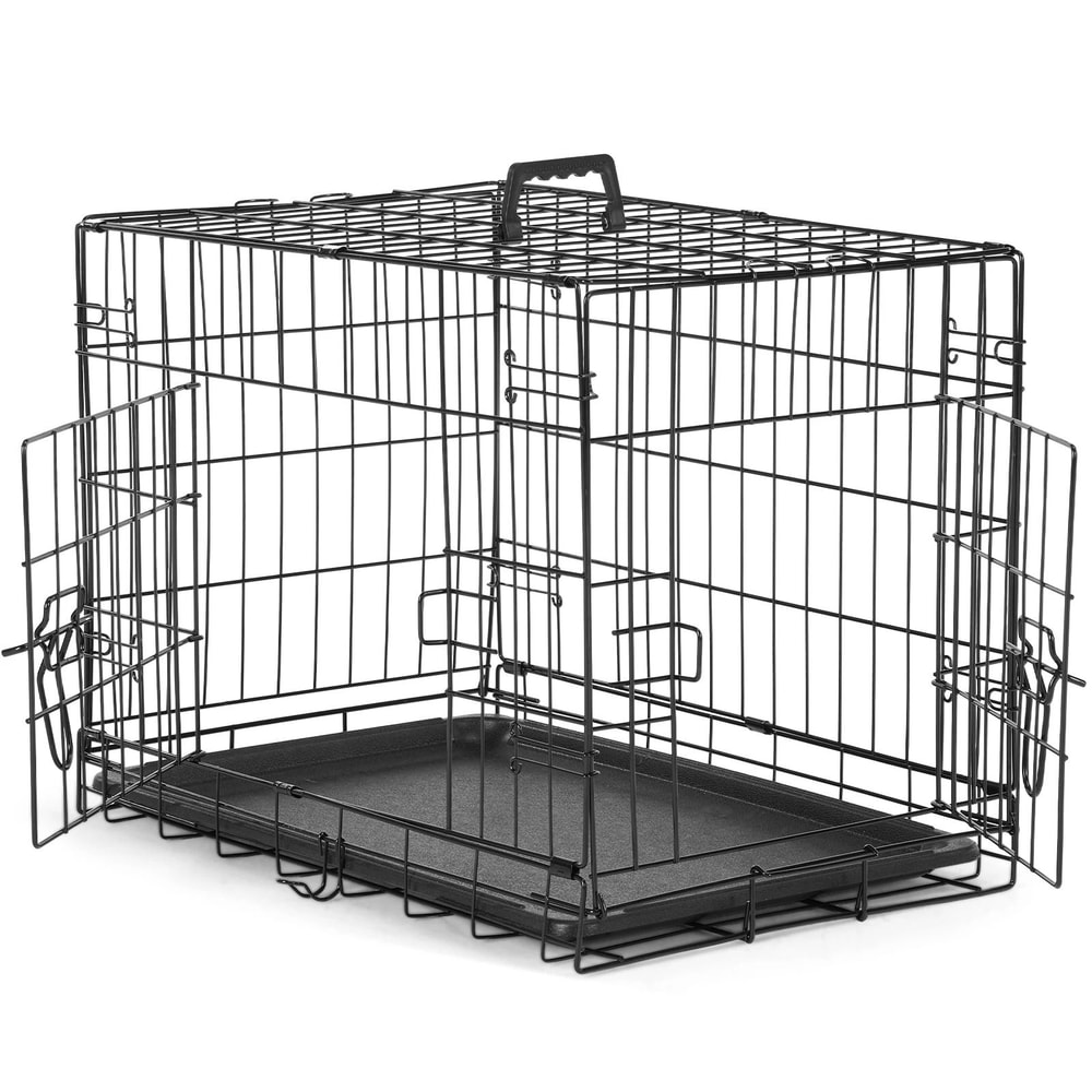 Double Door Folding Metal Dog Cage With LeakProof Tray For Indoor And Outdoor Use 6