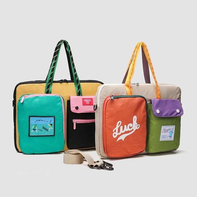 Women Color Block Cartoon Pattern Laptop Bag One Shoulder Handbag For Daily University Commute 0