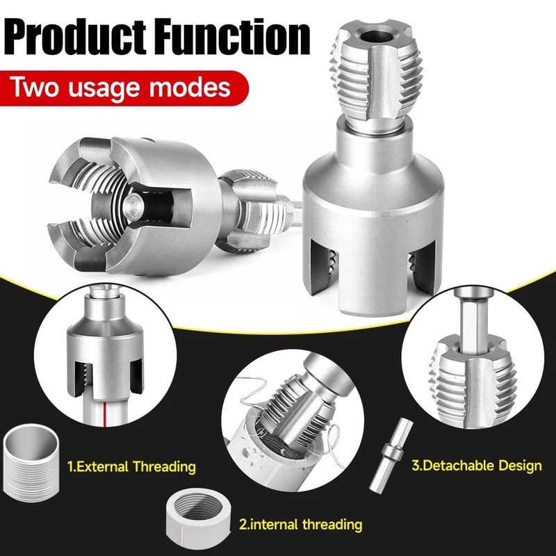 Detachable DN15 DN20 DN25 Pipe Threading Tool With Hex Shank For Internal And External Water Pipe T 2