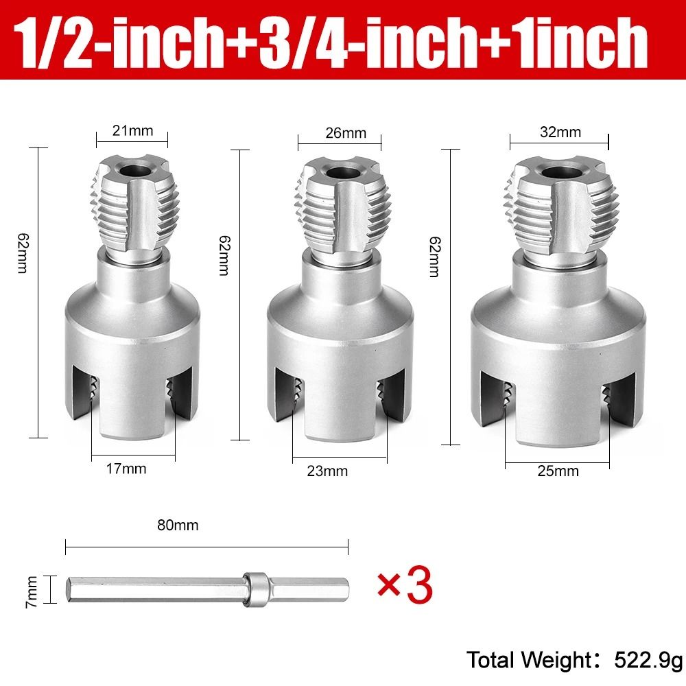 Detachable DN15 DN20 DN25 Pipe Threading Tool With Hex Shank For Internal And External Water Pipe T 13