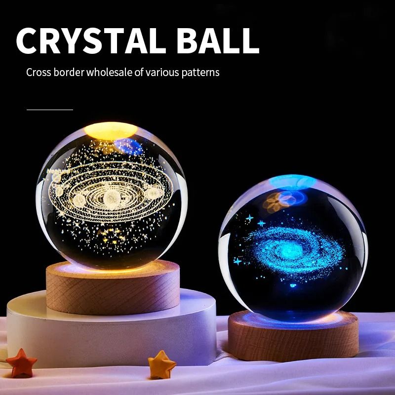Cosmos Series Crystal Ball Night Light Solar Theme Desk Lamp 0