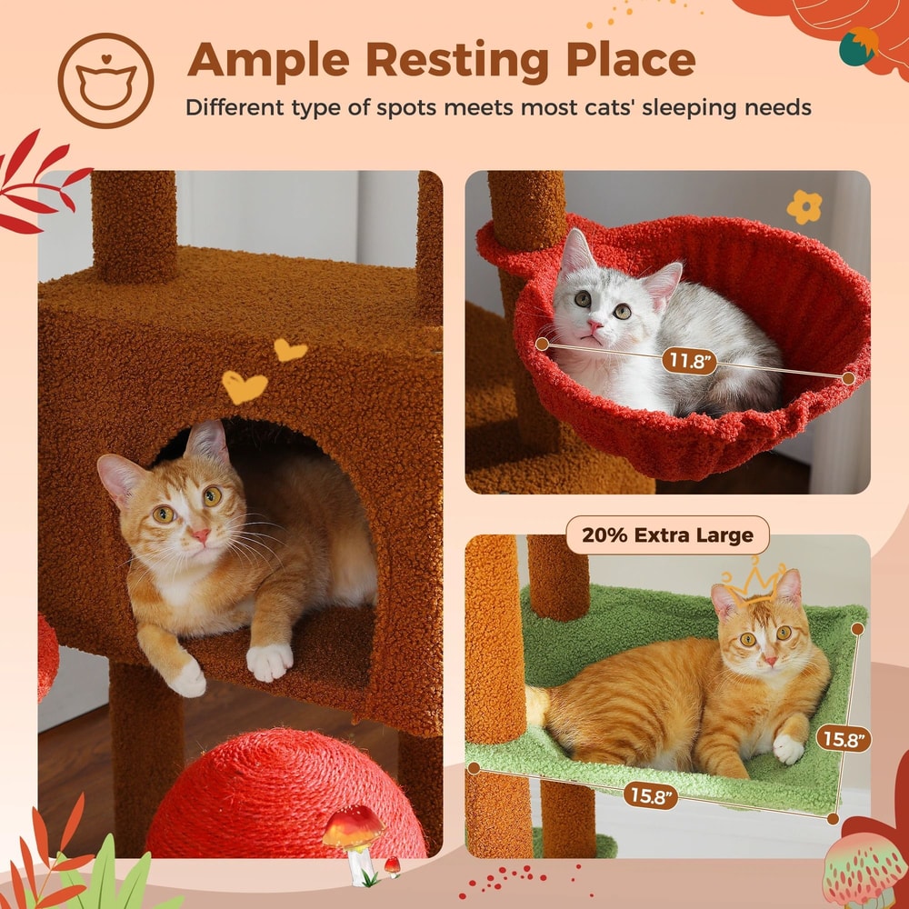 Adjustable 230 To 252 Cm Floor To Ceiling Cat Tree With Condo Hammock And Scratching Posts 2
