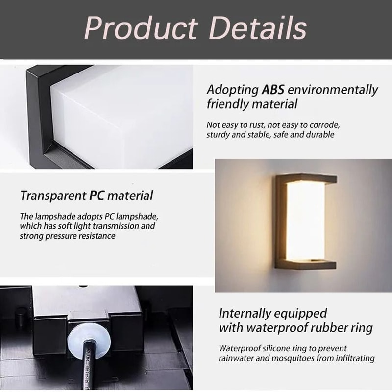 LED Outdoor Wall Light Waterproof Motion Sensor Porch Light IP66 3