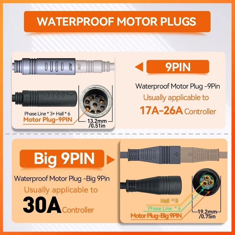 Electric Bike KT Controller 36V 48V Waterproof Brushless 250W 350W 500W 1000W With Light Function 2