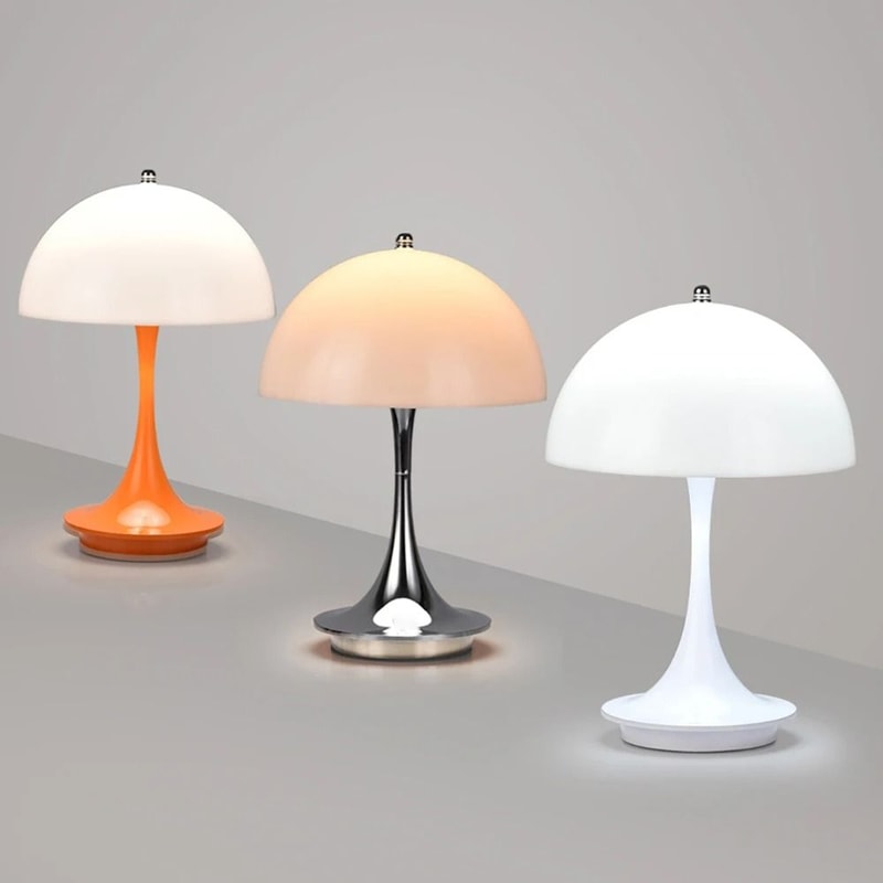 Danish Mushroom Table Lamp USB Rechargeable Nordic Bedside Light 1
