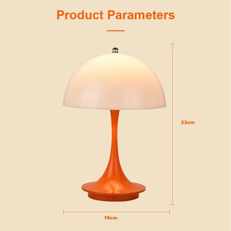 Danish Mushroom Table Lamp USB Rechargeable Nordic Bedside Light 5