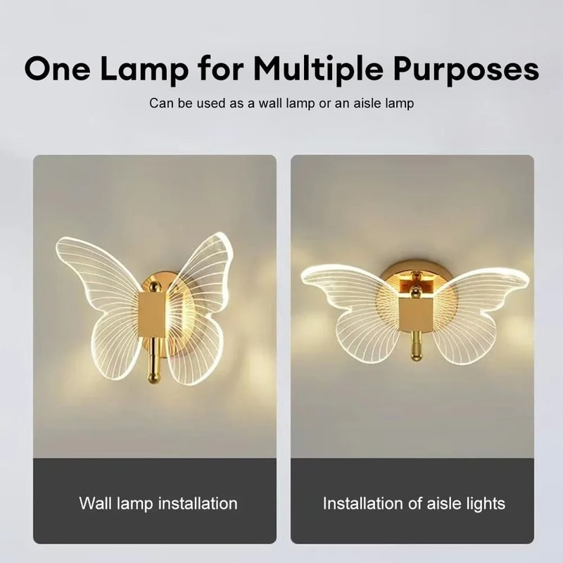Butterfly Wall Lamp Luxury Modern Nordic LED Indoor Lighting 3