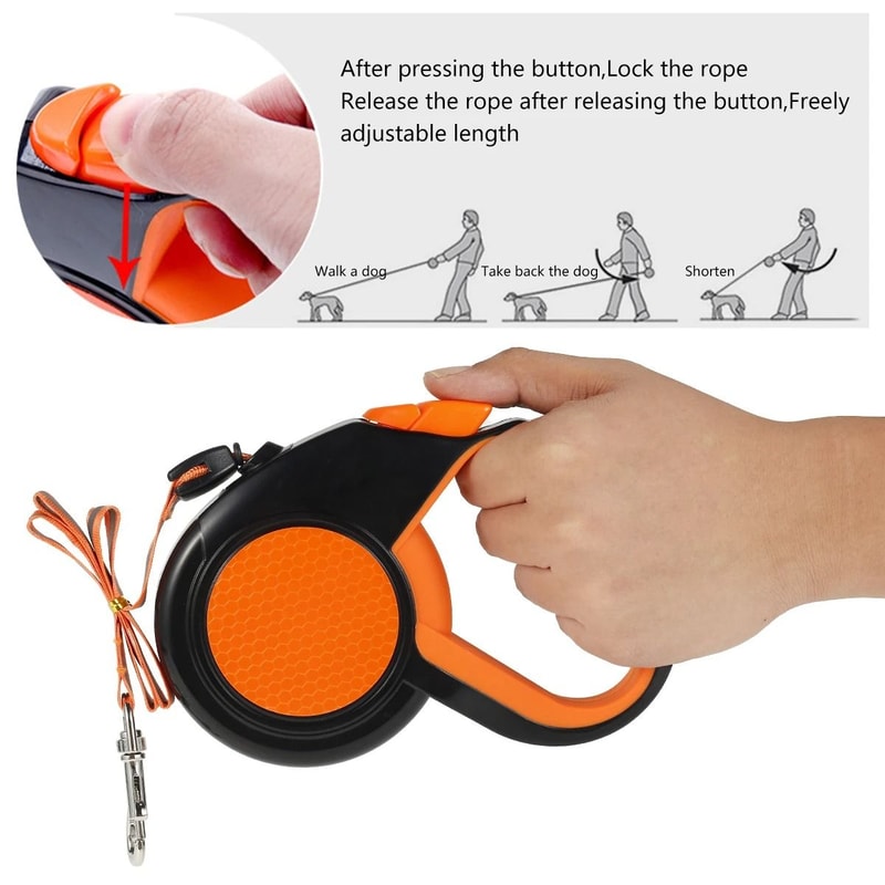 8 M Retractable Heavy Duty Dog Leash With Reflective Tape And Non Slip Handle 4