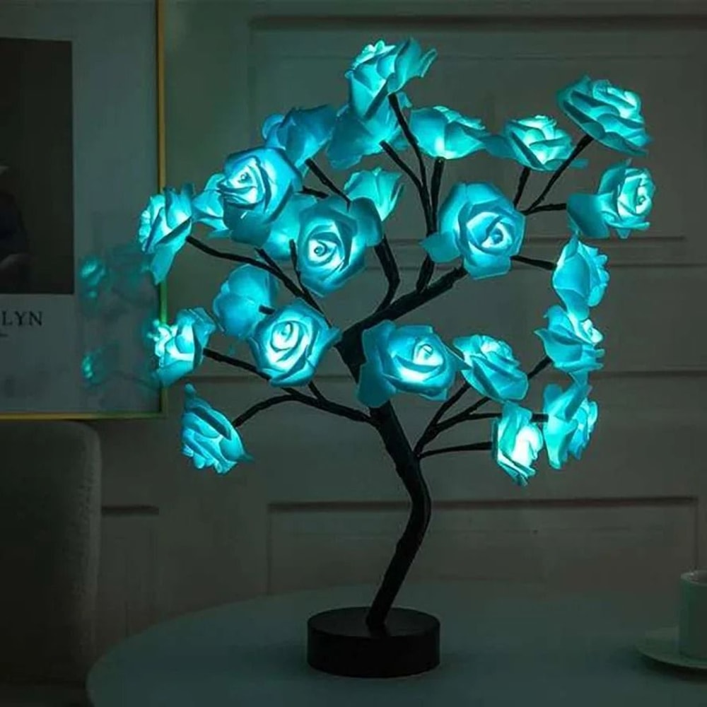 24 LED Rose Tree Lamp USB Fairy Flower Night Light 1
