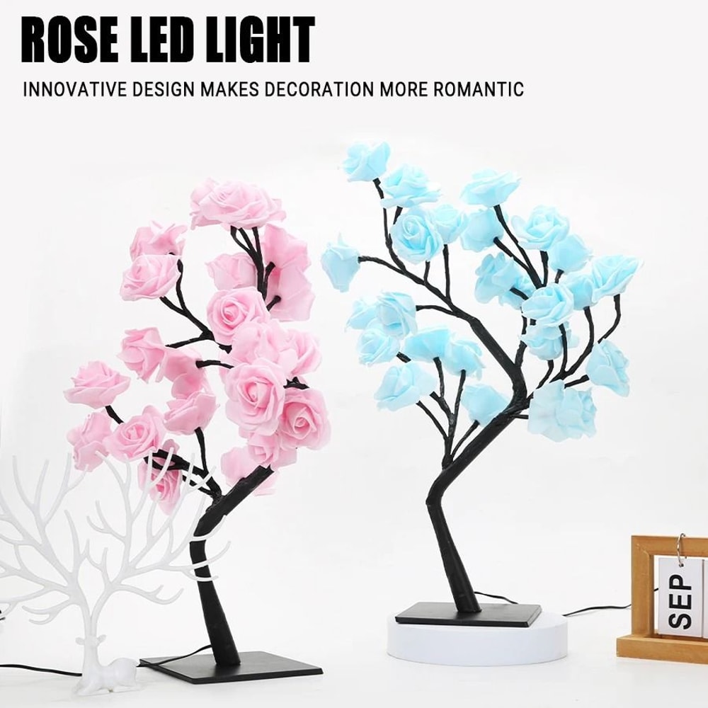24 LED Rose Tree Lamp USB Fairy Flower Night Light 3