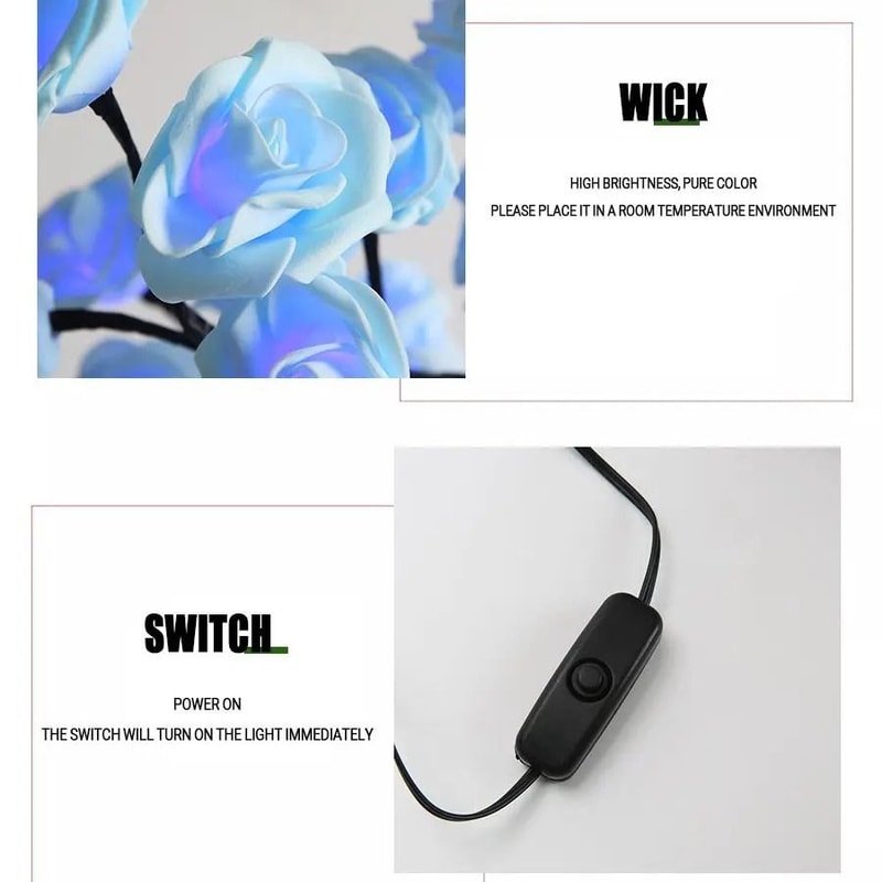 24 LED Rose Tree Lamp USB Fairy Flower Night Light 5