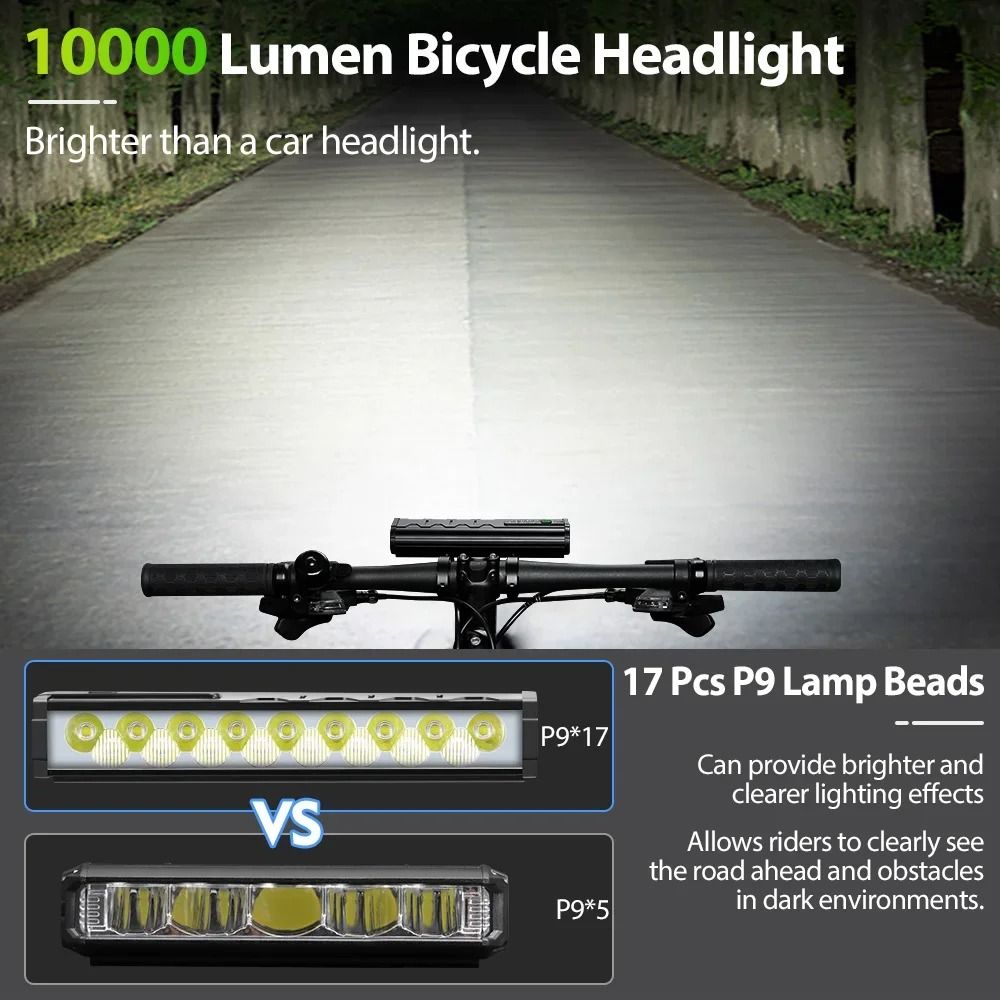 10000 MAh Bicycle Light 17 LED Front Double Bracket Power Bank 2