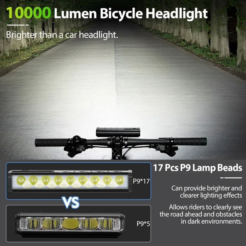 10000 MAh Bicycle Light 17 LED Front Double Bracket Power Bank 2