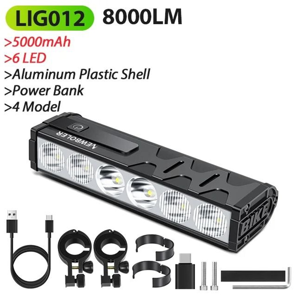 10000 MAh Bicycle Light 17 LED Front Double Bracket Power Bank 7