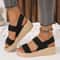 Women Knit Elastic Cloth Wedge Sandals Slip On Lightweight Walking Sandals 6