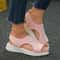 Women Knit Elastic Cloth Wedge Sandals Slip On Lightweight Walking Sandals 15