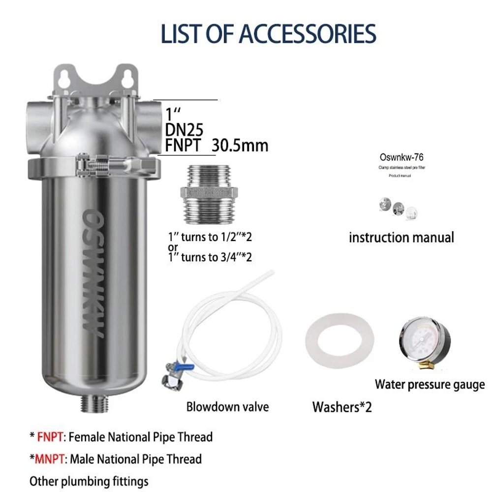 Whole House 40 Micron Sediment Water Filter With 316 Stainless Steel Mesh 1