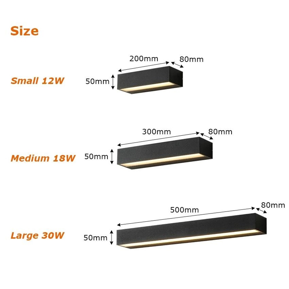 LED Outdoor Strip Wall Light Waterproof 12W 18W 30W 5
