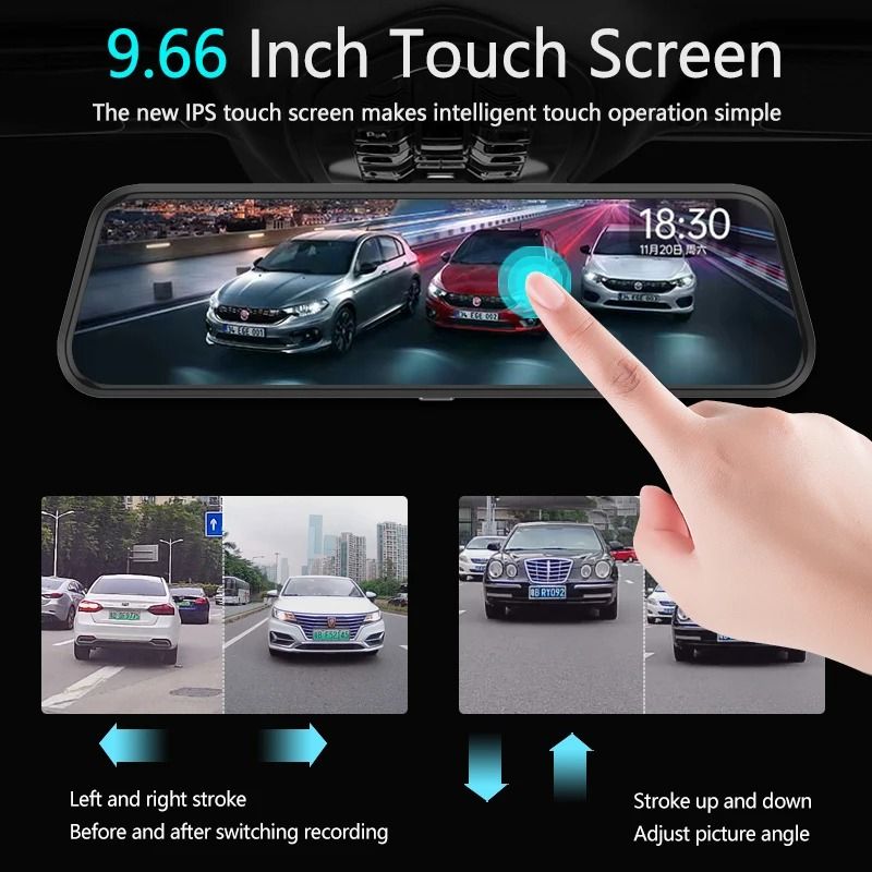10 Inch Touchscreen Mirror Dash Cam With Front And Rear Cameras 1