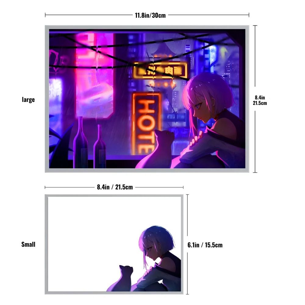Anime Cyberpunk Neon Wall Lamp USB RGB Photo Frame Night Light 5