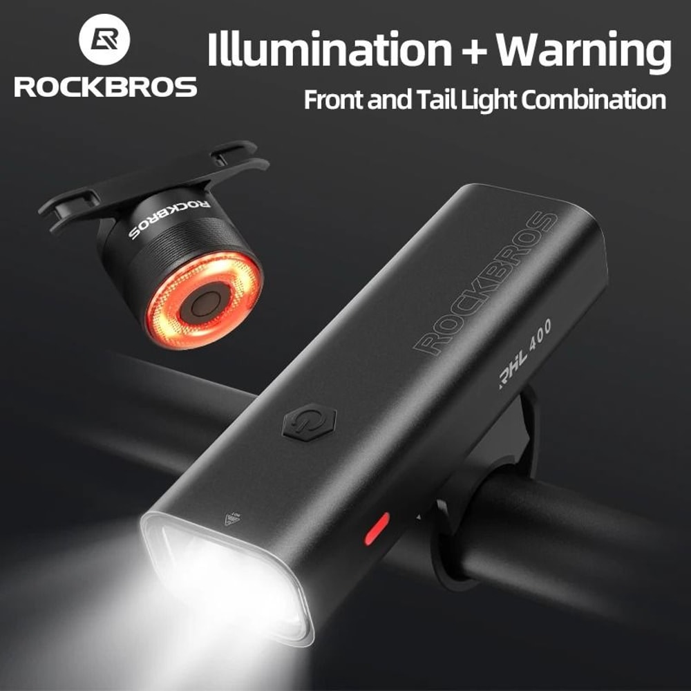 ROCKBROS Waterproof USB C Rechargeable Bike Light With Head And Tail Lights 0