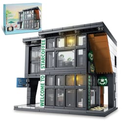 city coffee house building blocks set with light 581 pcs