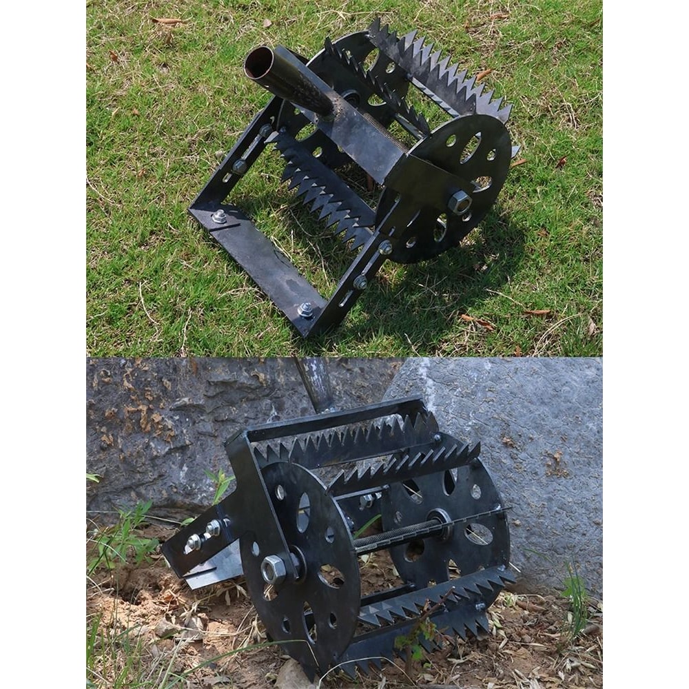 Hand Push Wheeled Weeder With Saw Tooth Manganese Steel Blade 3