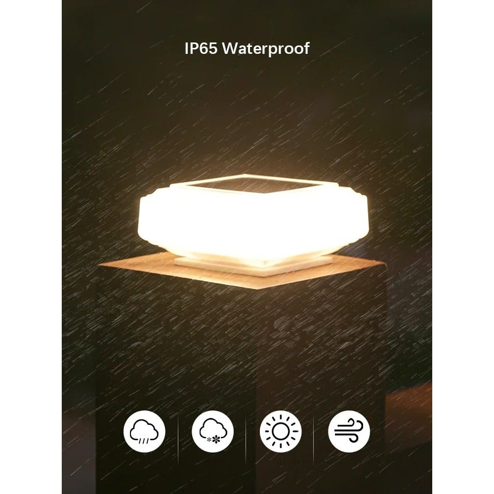 LED Solar Pillar Post Cap Light Waterproof Outdoor Decor 0