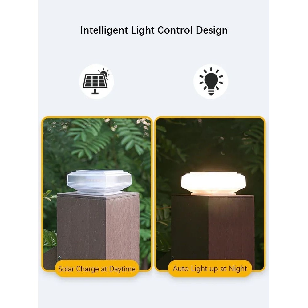 LED Solar Pillar Post Cap Light Waterproof Outdoor Decor 1