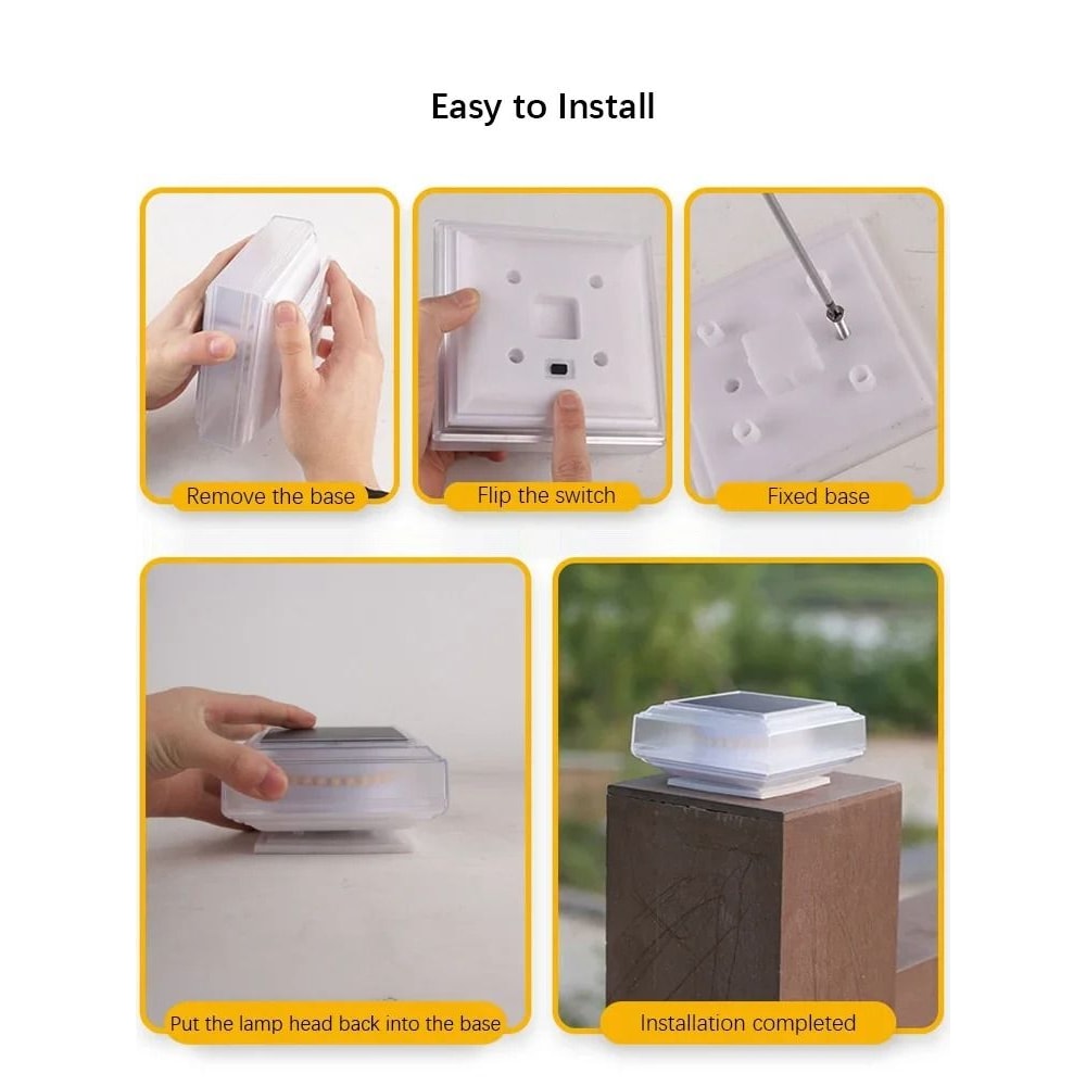 LED Solar Pillar Post Cap Light Waterproof Outdoor Decor 3