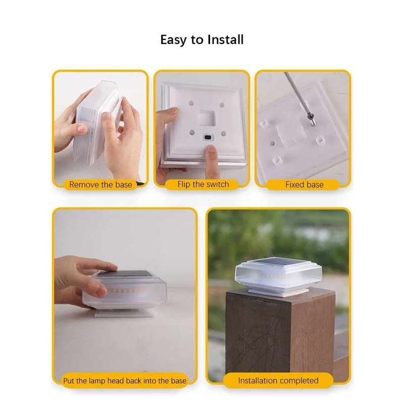 LED Solar Pillar Post Cap Light Waterproof Outdoor Decor 3