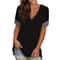 Spring Summer Solid Color V Neck Short Sleeve Womens Base Shirt 1