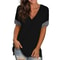 Spring Summer Solid Color V Neck Short Sleeve Womens Base Shirt 1