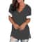 Spring Summer Solid Color V Neck Short Sleeve Womens Base Shirt 3