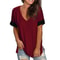 Spring Summer Solid Color V Neck Short Sleeve Womens Base Shirt 5