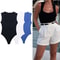 Women Square Neck Sleeveless Bodysuit Bodycon Summer Top 0