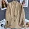 Korean Fashion Loose Boyfriend Style Brown Blazer For Women 9