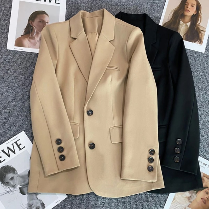 Korean Fashion Loose Boyfriend Style Brown Blazer For Women 3