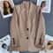 Korean Fashion Loose Boyfriend Style Brown Blazer For Women 8