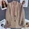Korean Fashion Loose Boyfriend Style Brown Blazer For Women 8