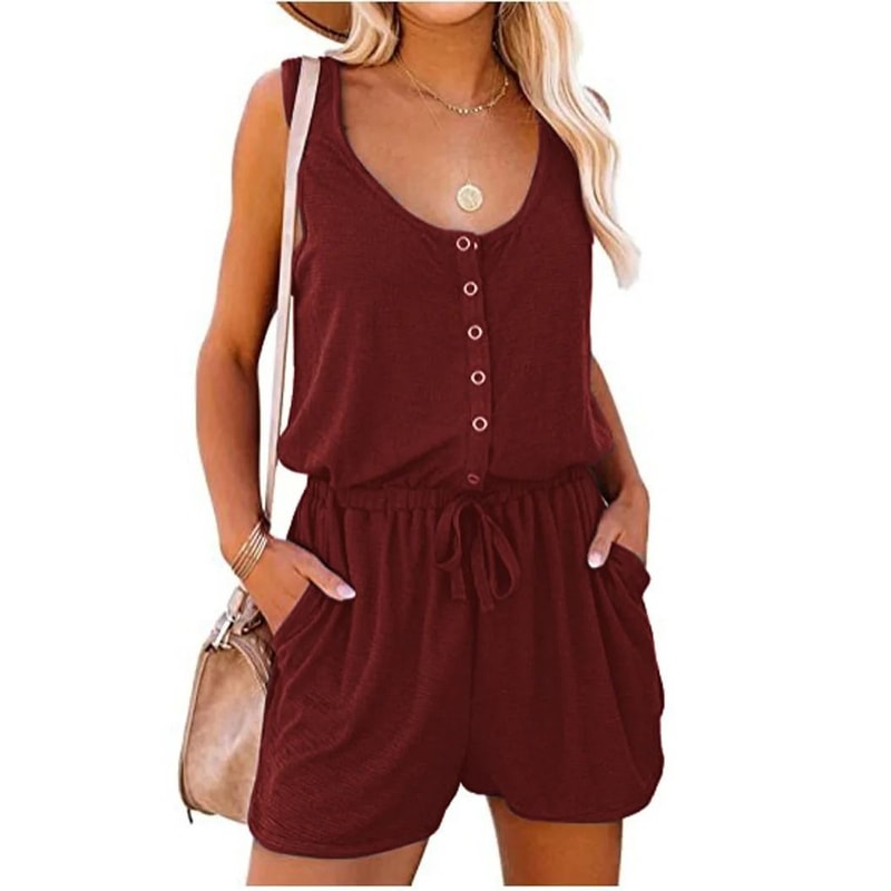 Sleeveless Waist Tie Wide Leg Jumpsuit For Women 11