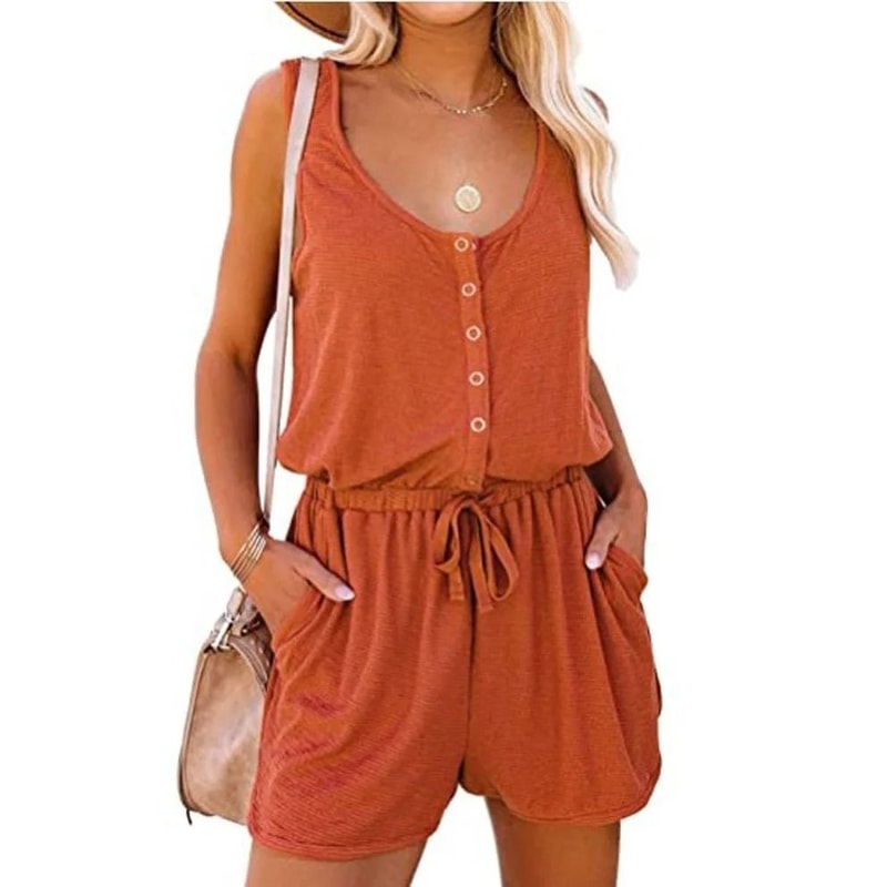 Sleeveless Waist Tie Wide Leg Jumpsuit For Women 3