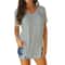 Loose Fit V Neck Short Sleeve Summer Blouse For Women 7