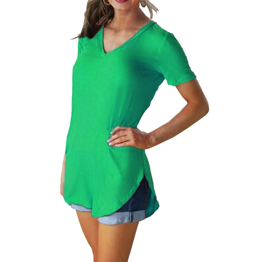 Loose Fit V Neck Short Sleeve Summer Blouse For Women 8