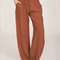 Womens Cotton Linen Straight Leg Pants With Elastic Waist And Pockets 4