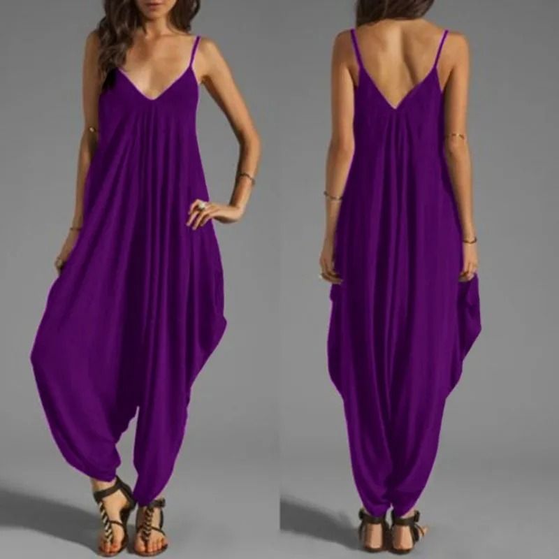 Sexy V Neck Sleeveless Loose Jumpsuit For Women 2