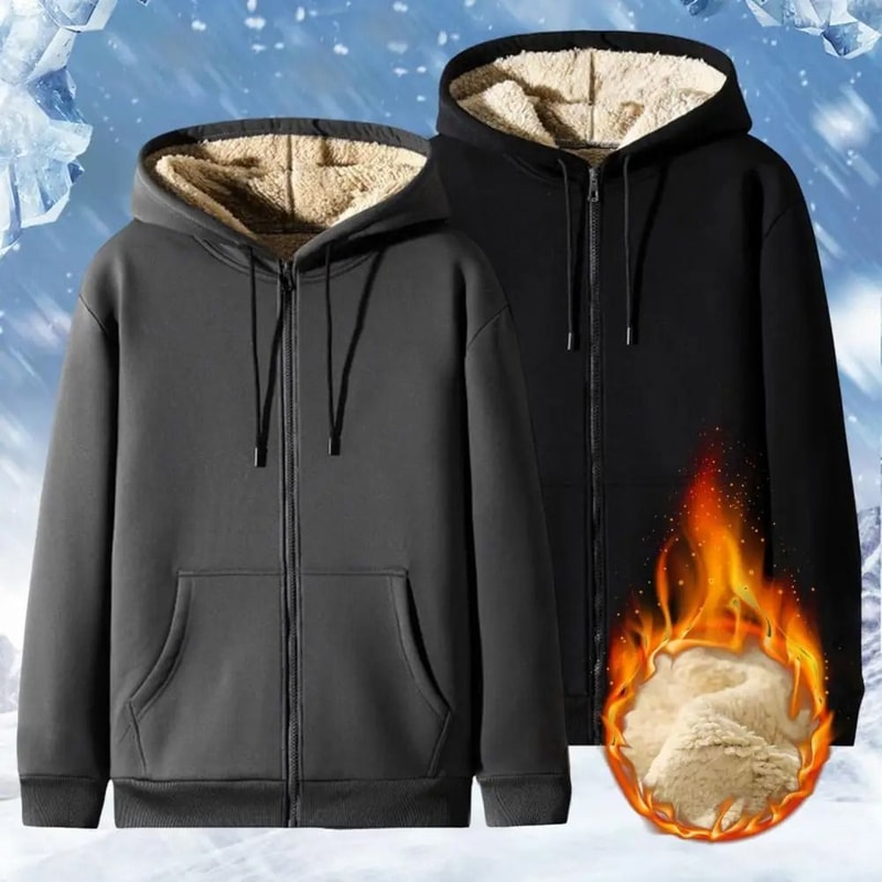 Warm Fleece Lined Zipper Jacket With Pockets For Men And Women Winter Wear 2