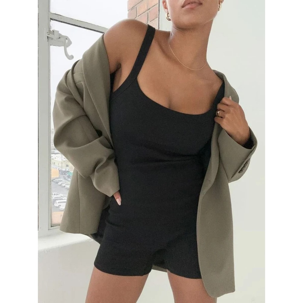 Womens Casual Sleeveless Ribbed U Neck Slim Fit Bodycon Romper Playsuit 3