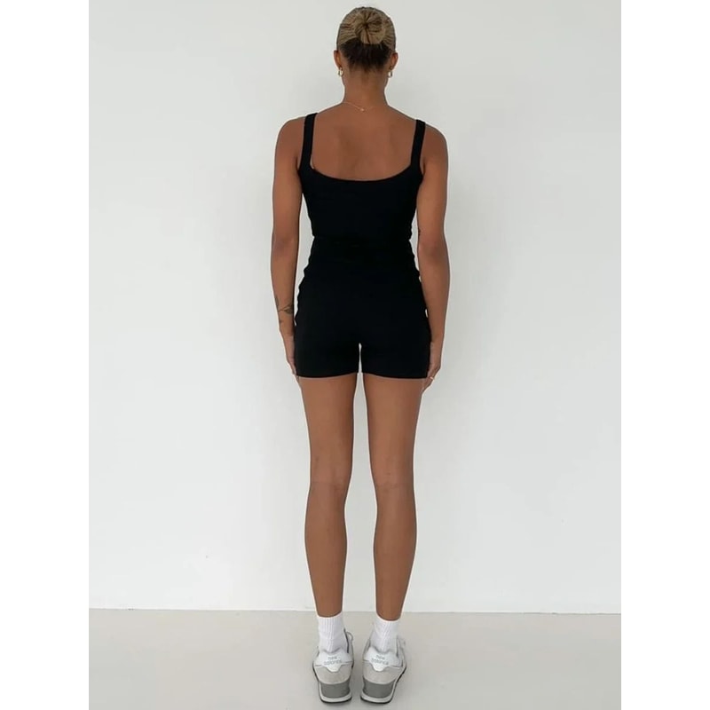 Womens Casual Sleeveless Ribbed U Neck Slim Fit Bodycon Romper Playsuit 5